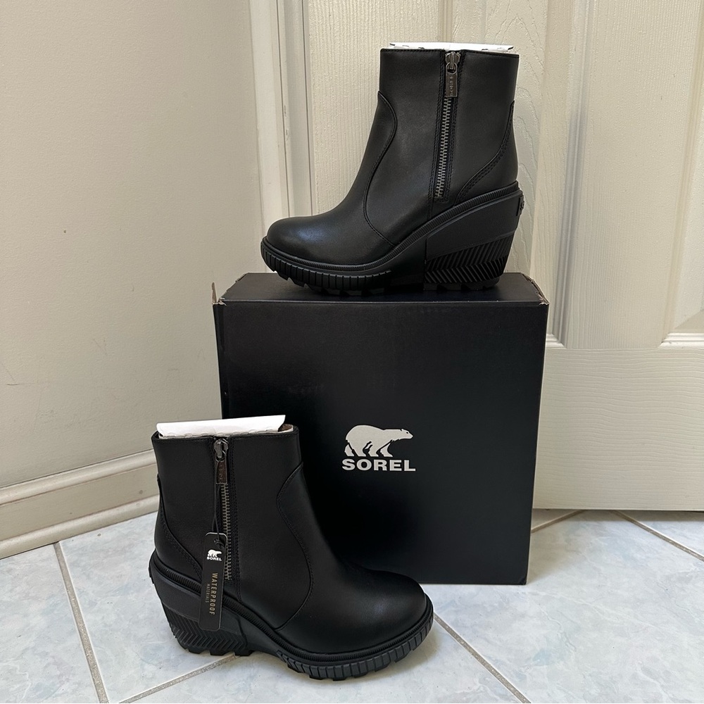 NWT Sorel ONA Ave Wedge Leather Ankle Boot Size 8.5